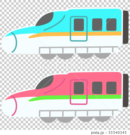 新幹線 先頭車両 ピンク ブルー セットのイラスト素材