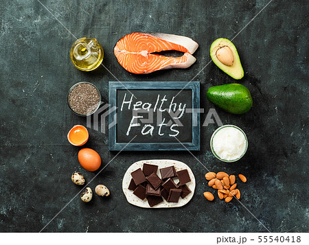 Healthy fats sources concept, top view 55540418