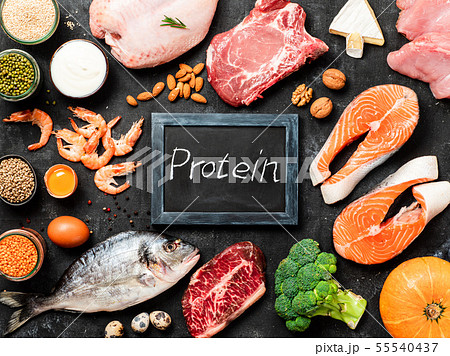 Protein sources concept, top view or flat lay Protein sources concept, top view or flat lay 55540437