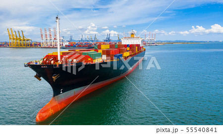 Container ship carrying container in import export 55540841