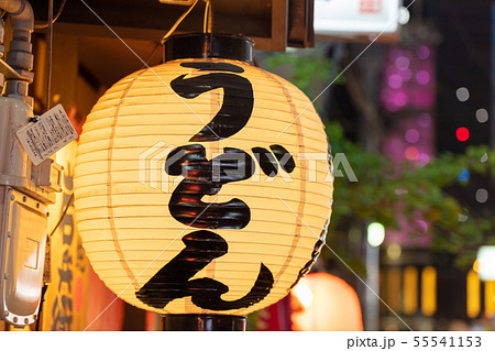 うどんの提灯_中洲の風景・路地と提灯　福岡県福岡市博多区、歓楽街中洲 55541153