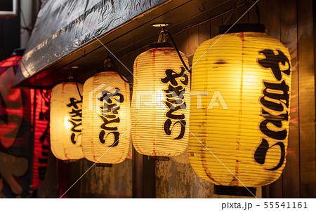 やきとりの提灯_中洲の風景・路地と提灯　福岡県福岡市博多区、歓楽街中洲 55541161