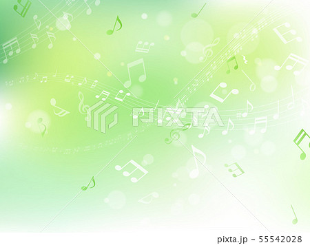 緑背景　木漏れ日　流れる五線譜　音符 55542028