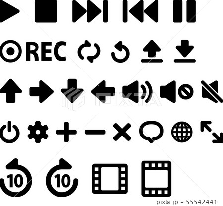 映像 音声の操作ボタンアイコンのセットのイラスト素材