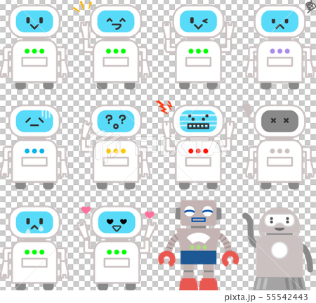 かわいいロボットのイラストセットのイラスト素材