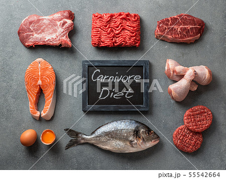 Carnivore diet, zero carb concept, top view Carnivore diet, zero carb concept, top view 55542664