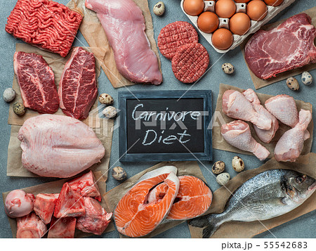 Carnivore diet, zero carb concept, top view 55542683