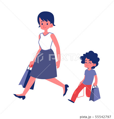 Polite child with good manners helping his mother flat vector isolated on white. 55542797
