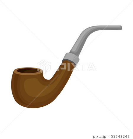 Wooden smoking pipe with a rounded bowl. Vector illustration on white background. 55543242