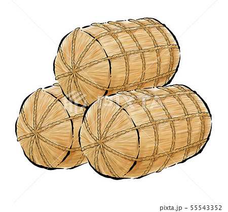 米俵 筆タッチのイラスト素材