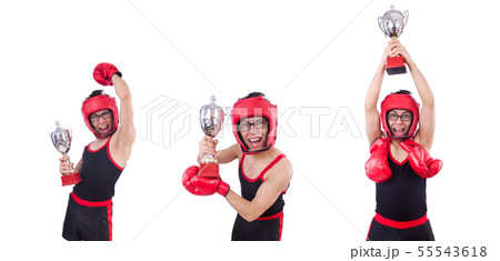 Funny boxer isolated on the white background Funny boxer isolated on the white background 55543618