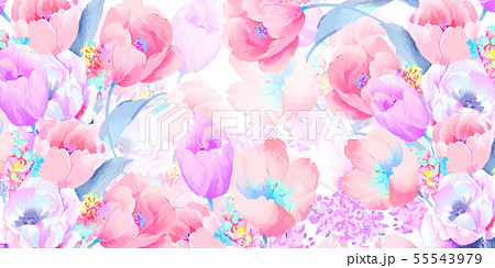 透明水彩 水彩画 花 55543979