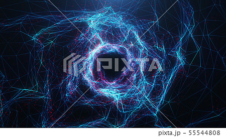 Abstract digital wormhole, tunnel consisting blue and red sparkling particle and lines. Way through Abstract digital wormhole, tunnel consisting blue and red sparkling particle and lines. Way through 55544808