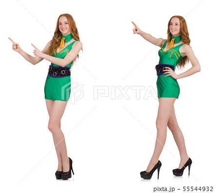 Young nice girl showing isolated on white 55544932