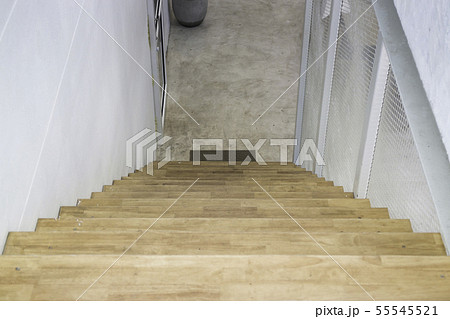 Wooden and white metal staircase Wooden and white metal staircase 55545521