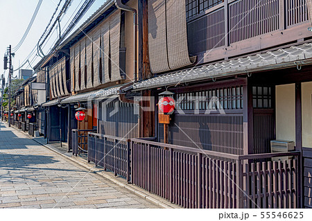 京都 祇園の町並みの写真素材