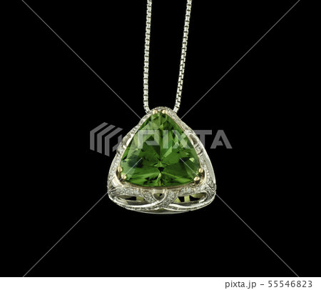 White Gold Necklace With Peridot And Diamonds 55546823