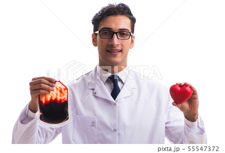Doctor in blood donation concept isolated on white 55547372