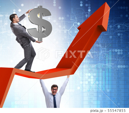 Businessman supporting growtn in economy on chart graph 55547855