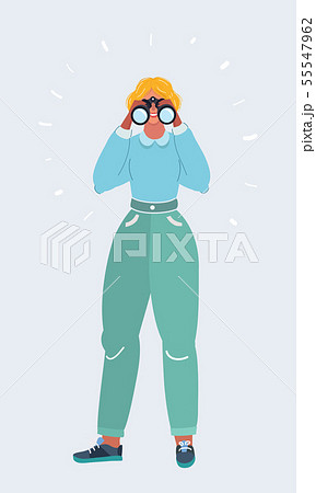 Woman looking through the binoculars Woman looking through the binoculars 55547962