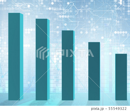 Growing bar charts in economic recovery concept - 3d rendering 55549322