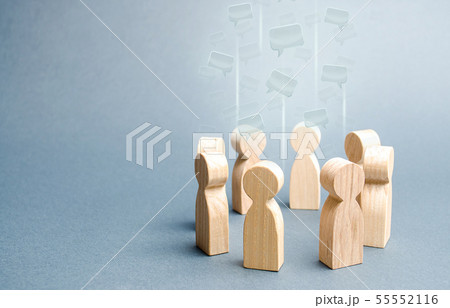 Speech clouds in the center of a people circle Speech clouds in the center of a people circle 55552116