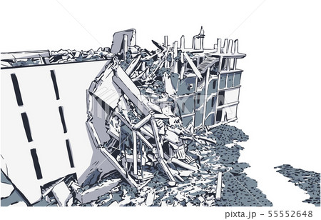 Collapsed building earthquake explosion fire Collapsed building earthquake explosion fire 55552648