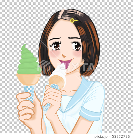 JK由奈ちゃんの日常05 アイス食べる？言葉なし ヒマワリのヘアピン 抹茶 ペロリ 55552756