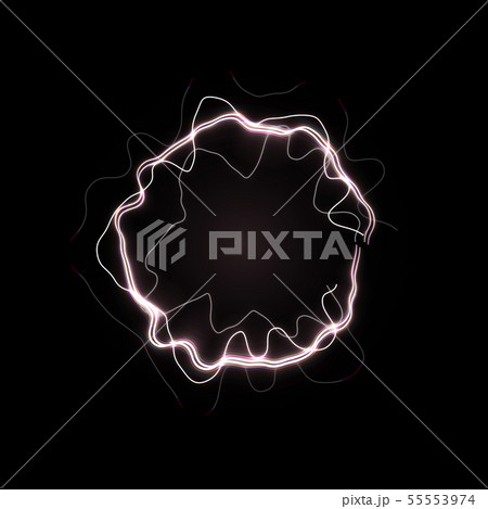 Shining Lightning round frame. Voice signal visual. Music equalizer visualization. Waves on water 55553974