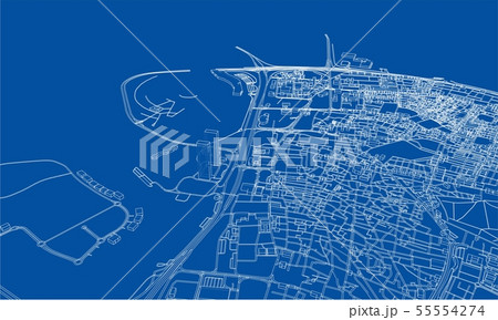 Outline city concept. Wire-frame style 55554274