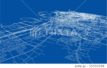 Outline city concept. Wire-frame style 55554398
