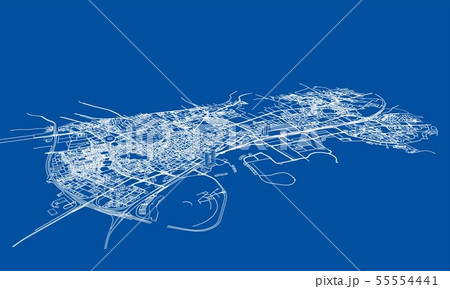 Outline city concept. Wire-frame style 55554441
