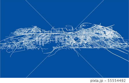 Outline city concept. Wire-frame style Outline city concept. Wire-frame style 55554492