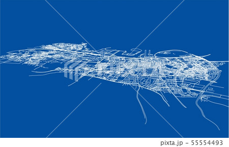 Outline city concept. Wire-frame style Outline city concept. Wire-frame style 55554493
