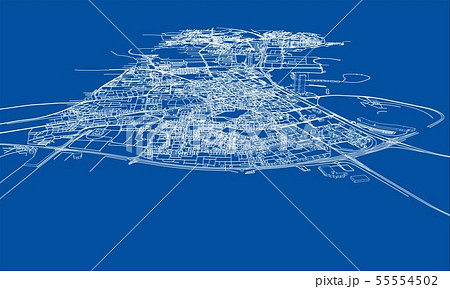 Outline city concept. Wire-frame style Outline city concept. Wire-frame style 55554502