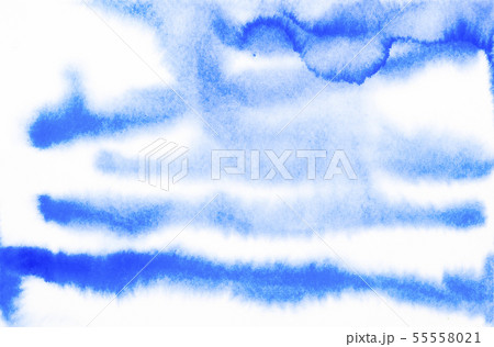 透明水彩 青い滲みのイラスト素材