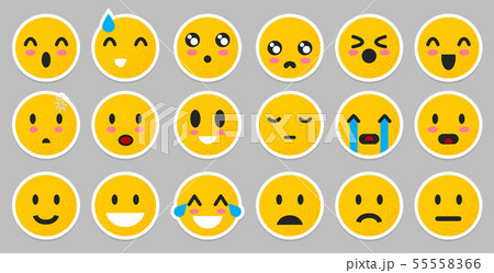 Set of yellow Emoticons. Isolated smile face. Emoji Mood on Gray background . Vector illustration 55558366