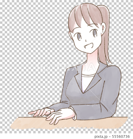 水彩人書桌工作婦女微笑 水彩人書桌工作婦女微笑 55560736
