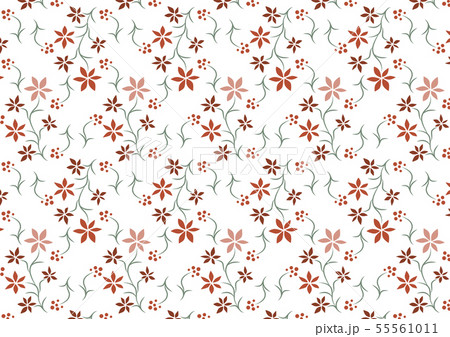 花柄 ボタニカル シームレスパターン 赤のイラスト素材
