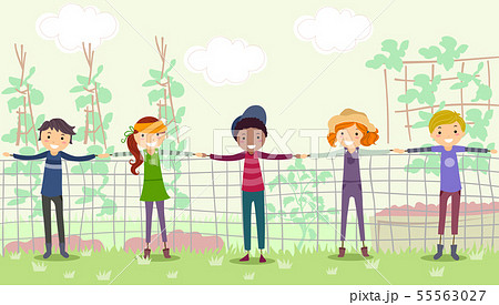 Stickman Teens Garden Fence Illustration Stickman Teens Garden Fence Illustration 55563027
