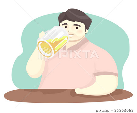 Man Fat Drink Beer Illustration Man Fat Drink Beer Illustration 55563065