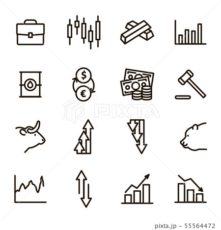 Stock Quotes Sign Black Thin Line Icon Set. Vector Stock Quotes Sign Black Thin Line Icon Set. Vector 55564472