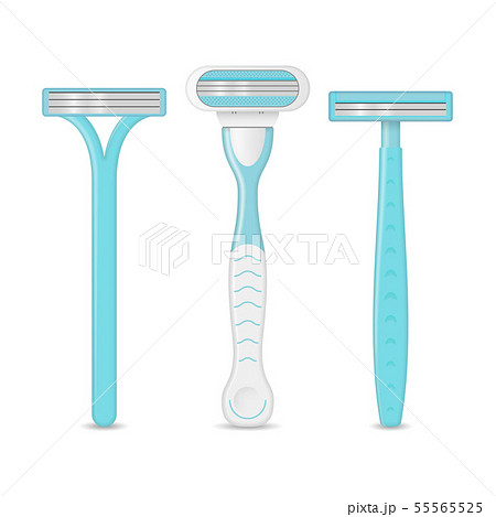 Realistic Detailed 3d Blue Shaving Razor Mockup Set. Vector Realistic Detailed 3d Blue Shaving Razor Mockup Set. Vector 55565525