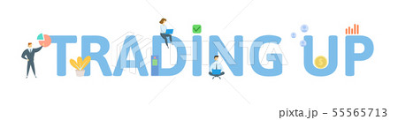 TRADING UP. Concept with people, letters and icons. Flat vector illustration. Isolated on white 55565713