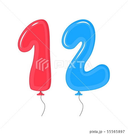 Color Balloons With Numbers Twelve Decoration のイラスト素材