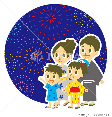 家族 花火見物 家族 花火見物 55566713