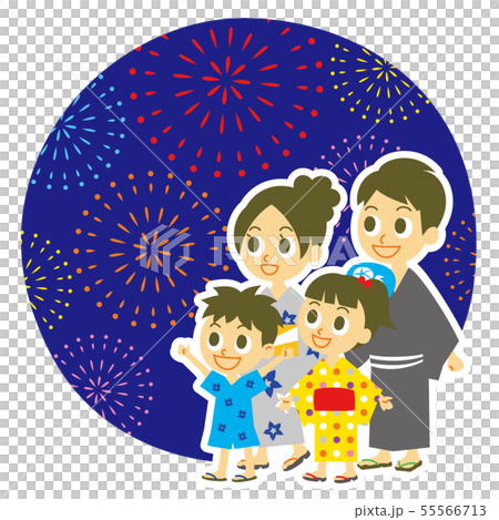 家族 花火見物 家族 花火見物 55566713