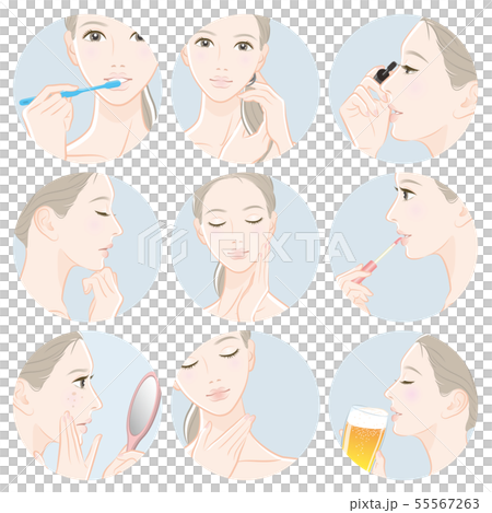 Illustration of a woman doing skincare Illustration of a woman doing skincare 55567263