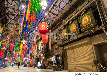 名古屋市西区　円頓寺商店街の夕方 七夕祭り 嶋文酒店 55567882