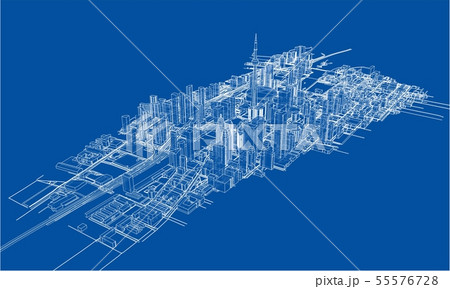 Outline city concept. Wire-frame style Outline city concept. Wire-frame style 55576728